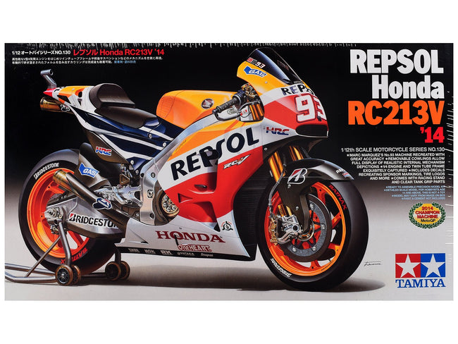 Model Kit Honda RC213V Motorcycle #93 Marc Marquez "Repsol Honda" Winner "Moto GP Championship" (2014) 1/12 Scale Model by Tamiya-Tamiya-ModelCars.com