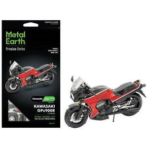 Model Kit Kawasaki GPz900R Motorcycle Red and Black (Challenging Difficulty) Steel Model by Metal Earth