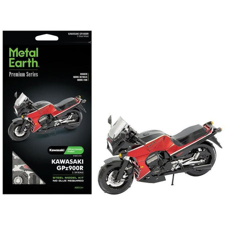 Model Kit Kawasaki GPz900R Motorcycle Red and Black (Challenging Difficulty) Steel Model by Metal Earth-Metal Earth-ModelCars.com