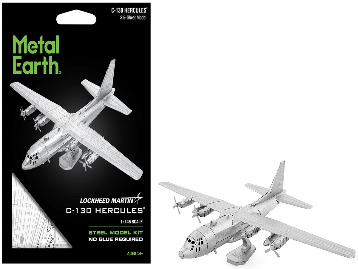 Model Kit Lockheed C-130 Hercules Transport Aircraft "United States Air Force" (Moderate Difficulty) Steel Model by Metal Earth-Metal Earth-ModelCars.com