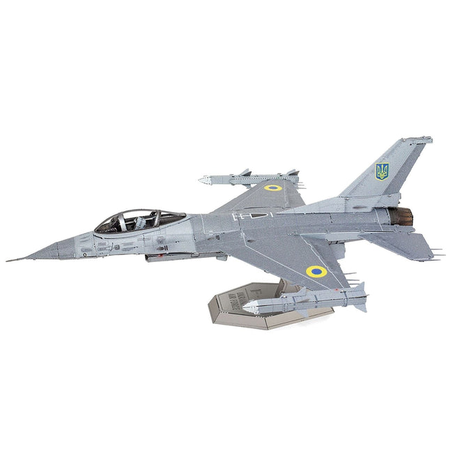 Model Kit Lockheed Martin F-16 Fighting Falcon Aircraft "Ukrainian Air Force" (Moderate Difficulty) Steel Model by Metal Earth-Metal Earth-ModelCars.com