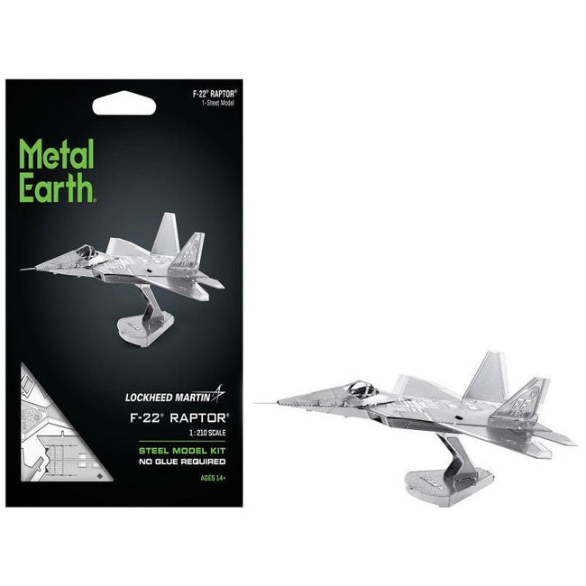 Model Kit Lockheed Martin F-22 Raptor Stealth Aircraft (Moderate Difficulty) Steel Model by Metal Earth-Metal Earth-ModelCars.com