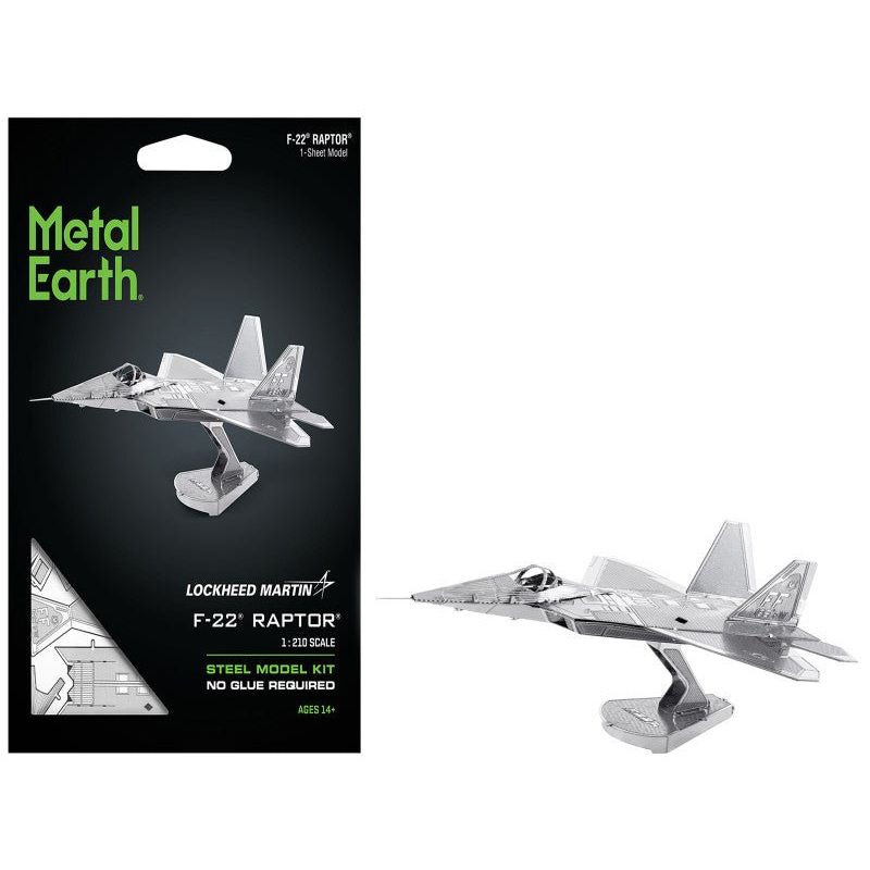 Model Kit Lockheed Martin F - 22 Raptor Stealth Aircraft (Moderate Difficulty) Steel Model by Metal Earth - Metal Earth - ModelCars.com