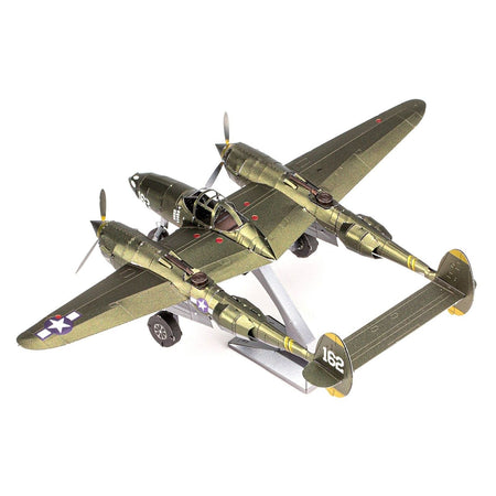 Model Kit Lockheed Martin P-38 Lightning Fighter Aircraft "#162" United States Army Air Forces (Challenging Difficulty) Model by Metal Earth-Metal Earth-ModelCars.com