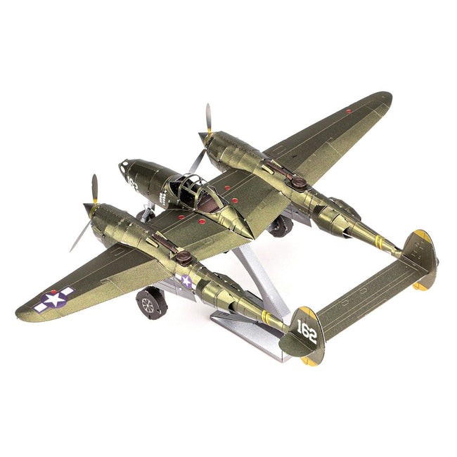 Model Kit Lockheed Martin P-38 Lightning Fighter Aircraft "#162" United States Army Air Forces (Challenging Difficulty) Model by Metal Earth-Metal Earth-ModelCars.com