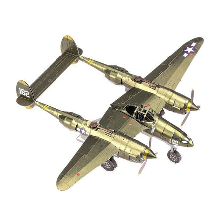 Model Kit Lockheed Martin P-38 Lightning Fighter Aircraft "#162" United States Army Air Forces (Challenging Difficulty) Model by Metal Earth-Metal Earth-ModelCars.com