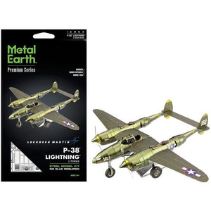 Model Kit Lockheed Martin P-38 Lightning Fighter Aircraft "#162" United States Army Air Forces (Challenging Difficulty) Model by Metal Earth