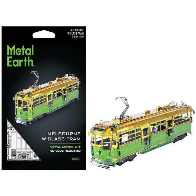 Model Kit Melbourne W-class Tram Green and Gold (Moderate Difficulty) Steel Model by Metal Earth-Metal Earth-ModelCars.com