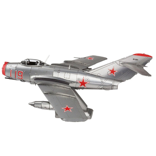Model Kit Mikoyan-Gurevich MiG-15 Fighter Aircraft "Korean War" Soviet Air Force (Moderate Difficulty) Steel Model by Metal Earth-Metal Earth-ModelCars.com
