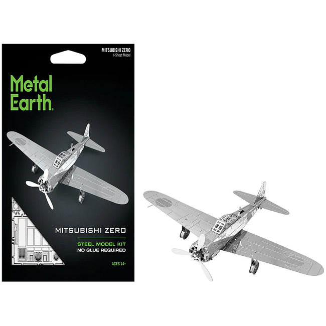 Model Kit Mitsubishi Zero Fighter Aircraft "Imperial Japanese Navy Air Service" (Moderate Difficulty) Steel Model by Metal Earth-Metal Earth-ModelCars.com