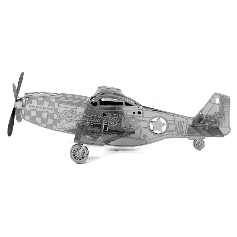 Model Kit North American P - 51 Mustang Fighter Aircraft "Big Beautiful Doll" United States Army Air Forces (Easy Difficulty) Steel Model by Metal Earth - Metal Earth - ModelCars.com