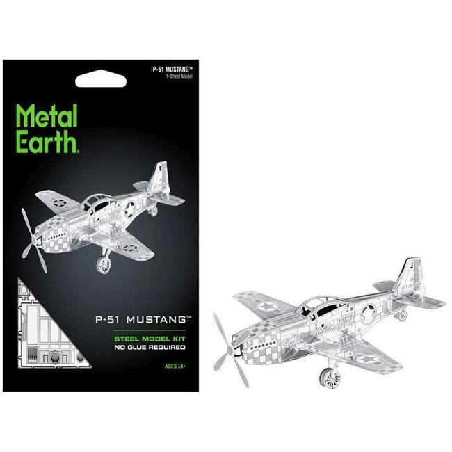 Model Kit North American P-51 Mustang Fighter Aircraft "Big Beautiful Doll" United States Army Air Forces (Easy Difficulty) Steel Model by Metal Earth-Metal Earth-ModelCars.com