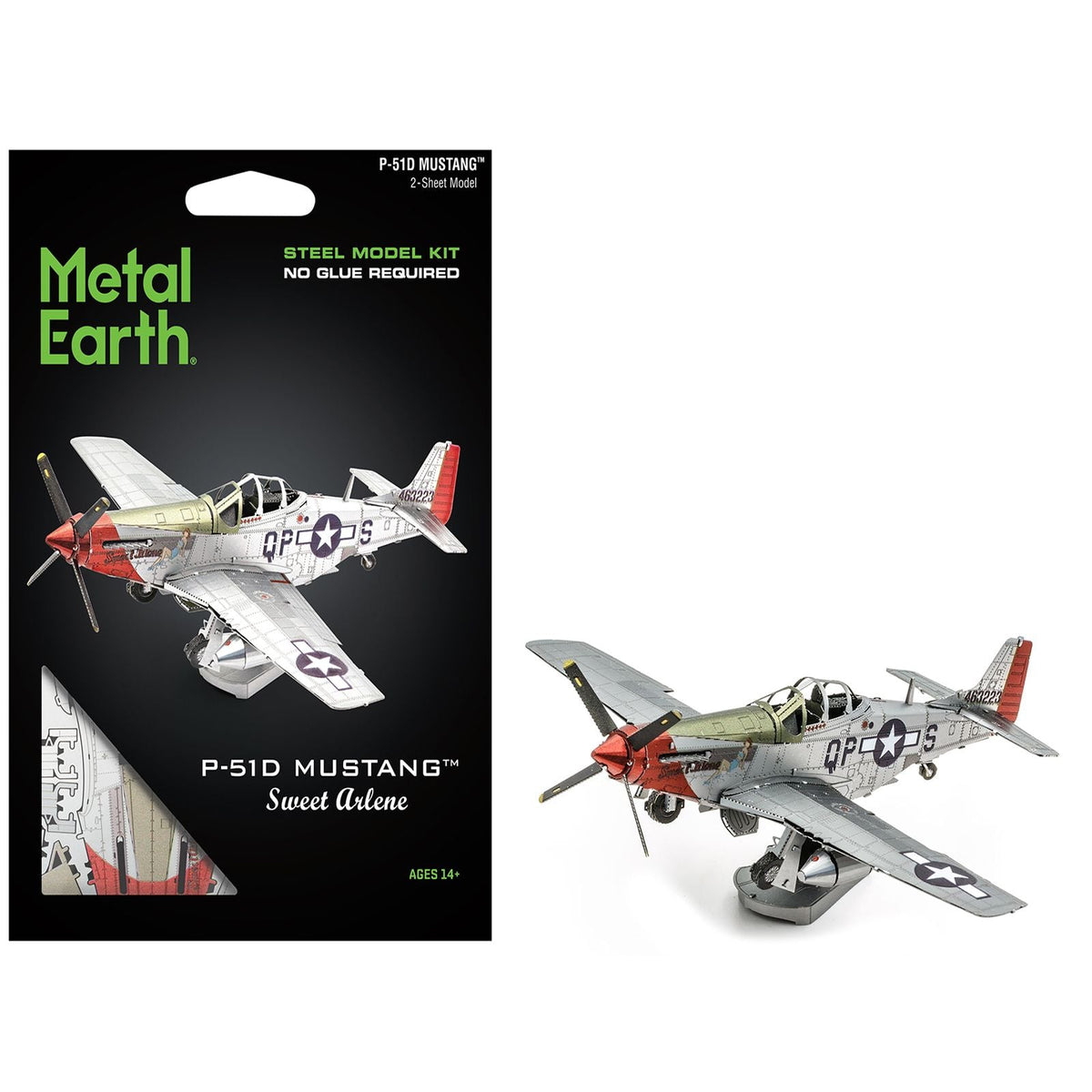 Model Kit North American P-51D Mustang Fighter Aircraft "Sweet Arlene" United States Army Air Forces (Challenging Difficulty) Steel Model by Metal Earth-Metal Earth-ModelCars.com
