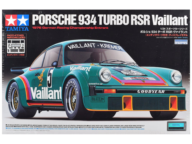 Model Kit Porsche 934 Turbo RSR "Vaillant-Kremer" 1/24 Scale Model by Tamiya-Tamiya-ModelCars.com