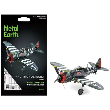 Model Kit Republic P-47 Thunderbolt Fighter Aircraft "The Jug" United States Army Air Forces (Moderate Difficulty) Steel Model by Metal Earth-Metal Earth-ModelCars.com