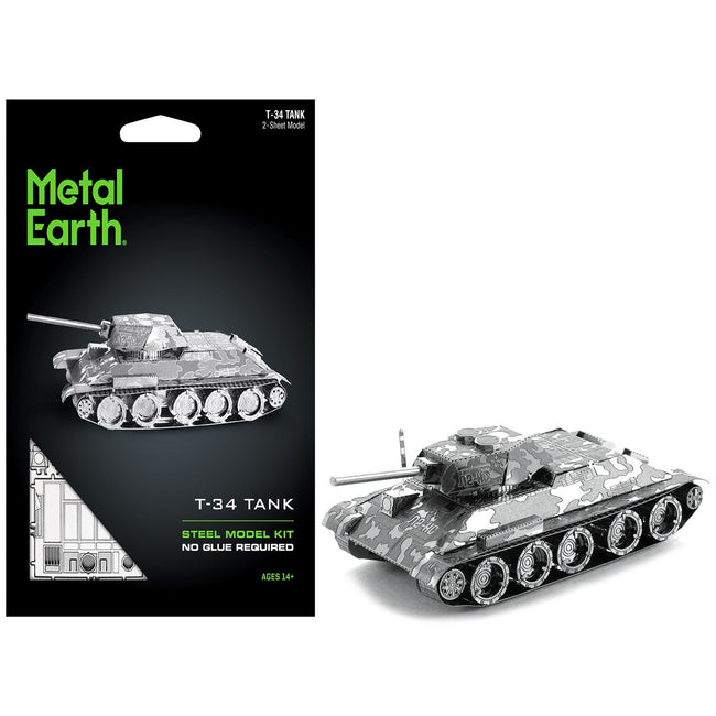 Model Kit Soviet T-34 Tank (Moderate Difficulty) Steel Model by Metal Earth-Metal Earth-ModelCars.com