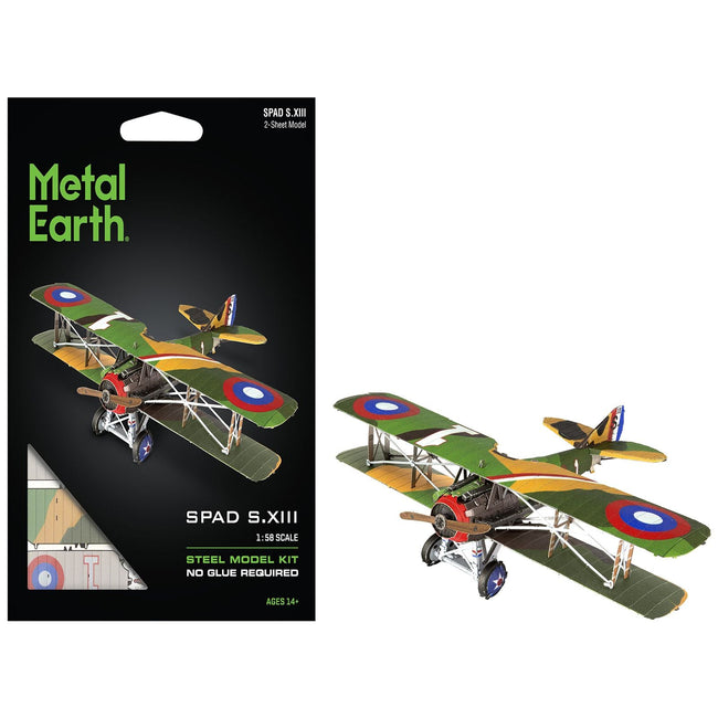 Model Kit SPAD S.XIII Fighter Aircraft "World War I" French Air Force (Moderate Difficulty) Steel Model by Metal Earth-Metal Earth-ModelCars.com