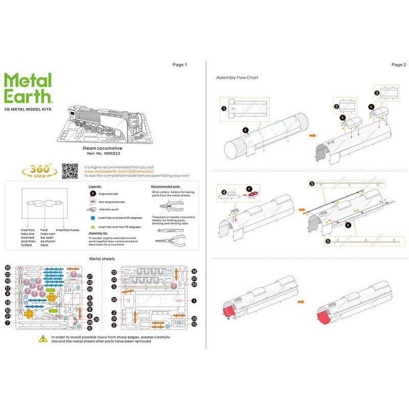 Model Kit Steam Locomotive 844 (Moderate Difficulty) Steel Model by Metal Earth - Metal Earth - ModelCars.com