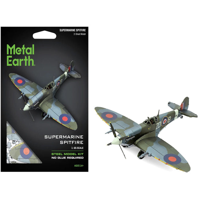 Model Kit Supermarine Spitfire Fighter Aircraft "British Royal Air Force" (Moderate Difficulty) Steel Model by Metal Earth-Metal Earth-ModelCars.com