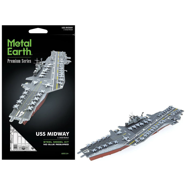 Model Kit USS Midway (CV-41) Aircraft Carrier (Challenging Difficulty) Steel Model by Metal Earth-Metal Earth-ModelCars.com