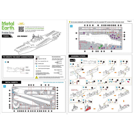 Model Kit USS Midway (CV - 41) Aircraft Carrier (Challenging Difficulty) Steel Model by Metal Earth - Metal Earth - ModelCars.com