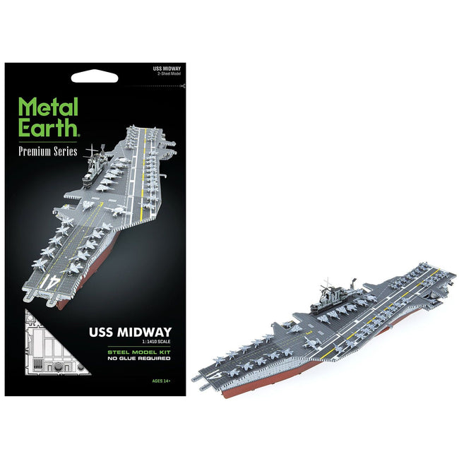 Model Kit USS Midway (CV - 41) Aircraft Carrier (Challenging Difficulty) Steel Model by Metal Earth - Metal Earth - ModelCars.com