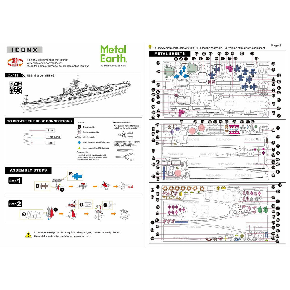 Model Kit USS Missouri (BB - 63) Navy Battleship (Challenging Difficulty) Steel Model by Metal Earth - Metal Earth - ModelCars.com
