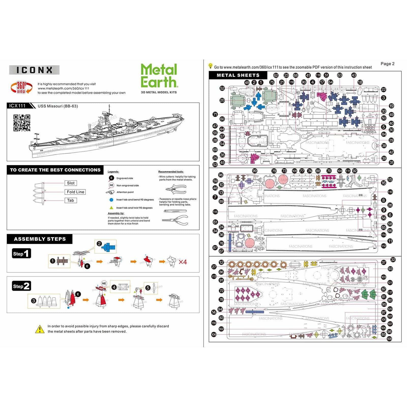 Model Kit USS Missouri (BB - 63) Navy Battleship (Challenging Difficulty) Steel Model by Metal Earth - Metal Earth - ModelCars.com