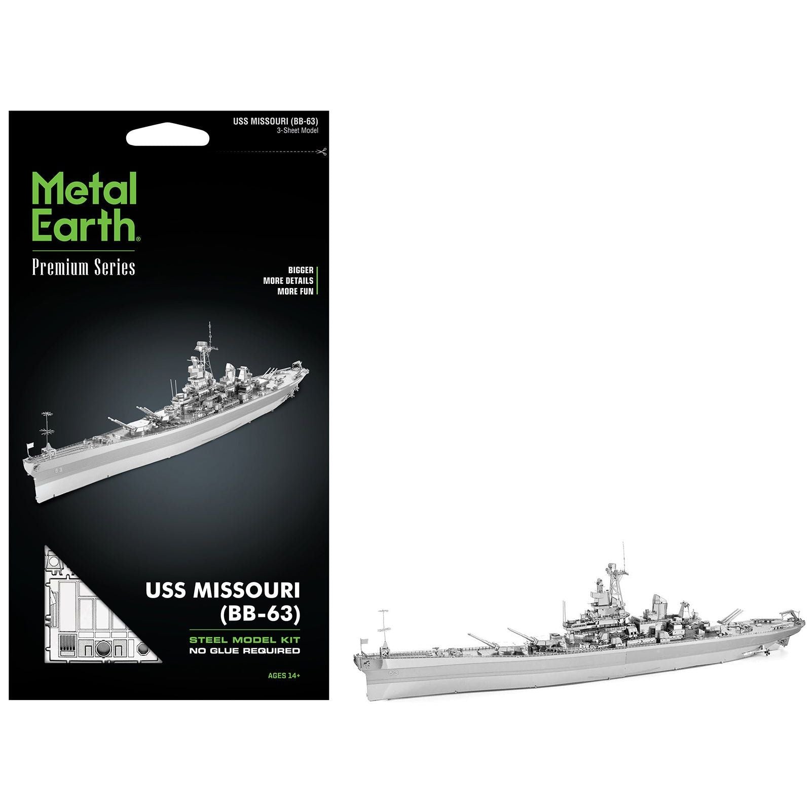 Model Kit USS Missouri (BB - 63) Navy Battleship (Challenging Difficulty) Steel Model by Metal Earth - Metal Earth - ModelCars.com
