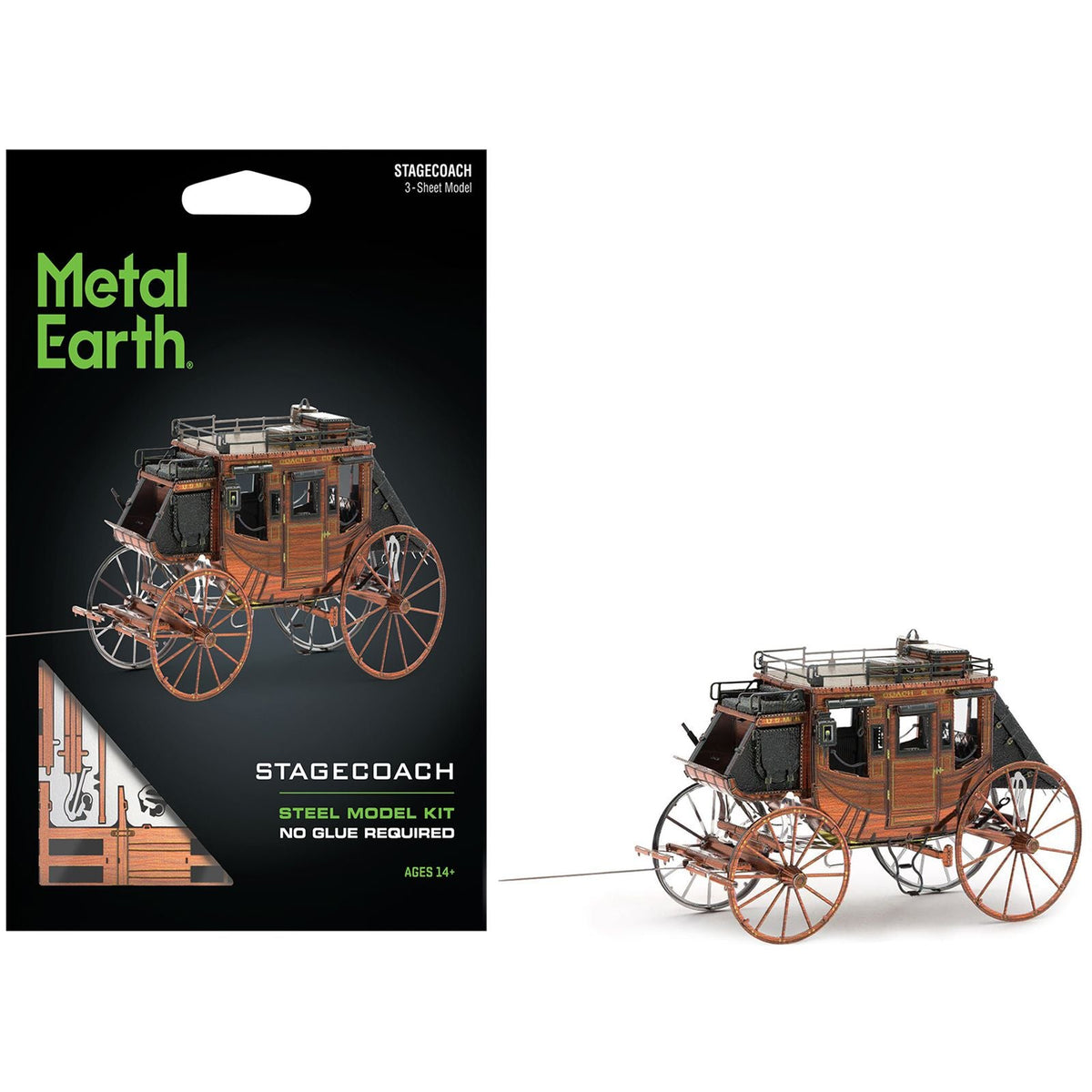 Model Kit Wild West Stagecoach (Moderate Difficulty) Steel Model by Metal Earth-Metal Earth-ModelCars.com