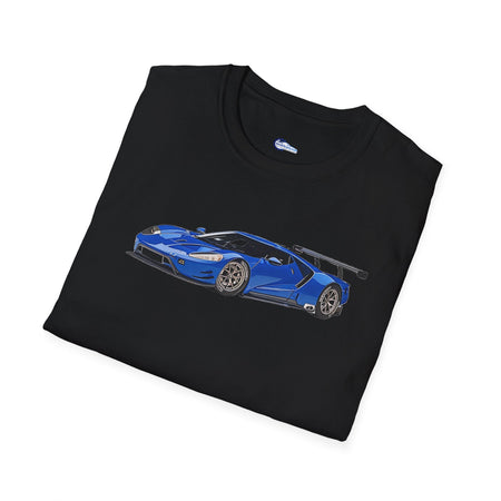 Modern Vector Art Style Blue Ford GT Le Mans Race Car T-Shirt-Modelcars.com-ModelCars.com