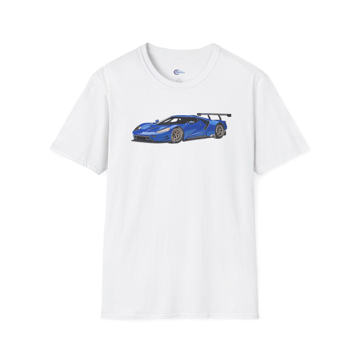Modern Vector Art Style Blue Ford GT Le Mans Race Car T-Shirt-Modelcars.com-ModelCars.com