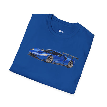 Modern Vector Art Style Blue Ford GT Le Mans Race Car T-Shirt-Modelcars.com-ModelCars.com