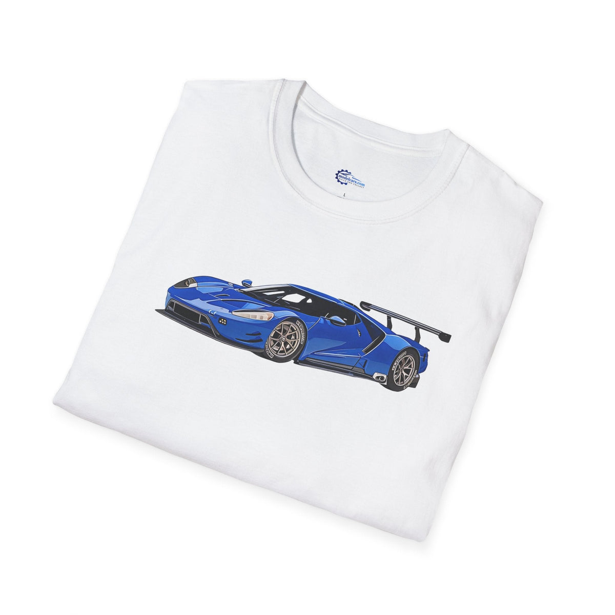 Modern Vector Art Style Blue Ford GT Le Mans Race Car T-Shirt-Modelcars.com-ModelCars.com