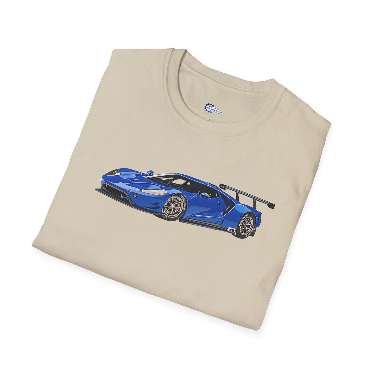 Modern Vector Art Style Blue Ford GT Le Mans Race Car T-Shirt-Modelcars.com-ModelCars.com