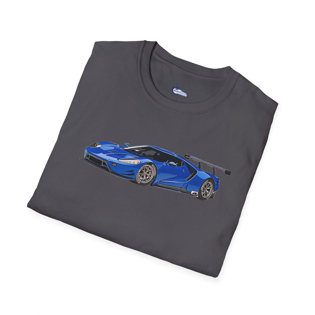 Modern Vector Art Style Blue Ford GT Le Mans Race Car T-Shirt-Modelcars.com-ModelCars.com