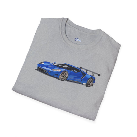 Modern Vector Art Style Blue Ford GT Le Mans Race Car T-Shirt-Modelcars.com-ModelCars.com