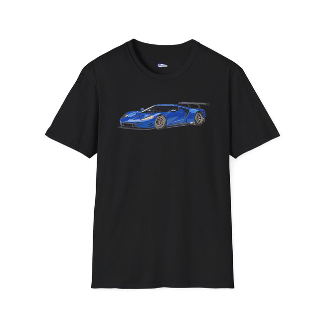 Modern Vector Art Style Blue Ford GT Le Mans Race Car T-Shirt-Modelcars.com-ModelCars.com