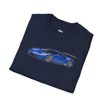 Modern Vector Art Style Blue Ford GT Le Mans Race Car T-Shirt-Modelcars.com-ModelCars.com