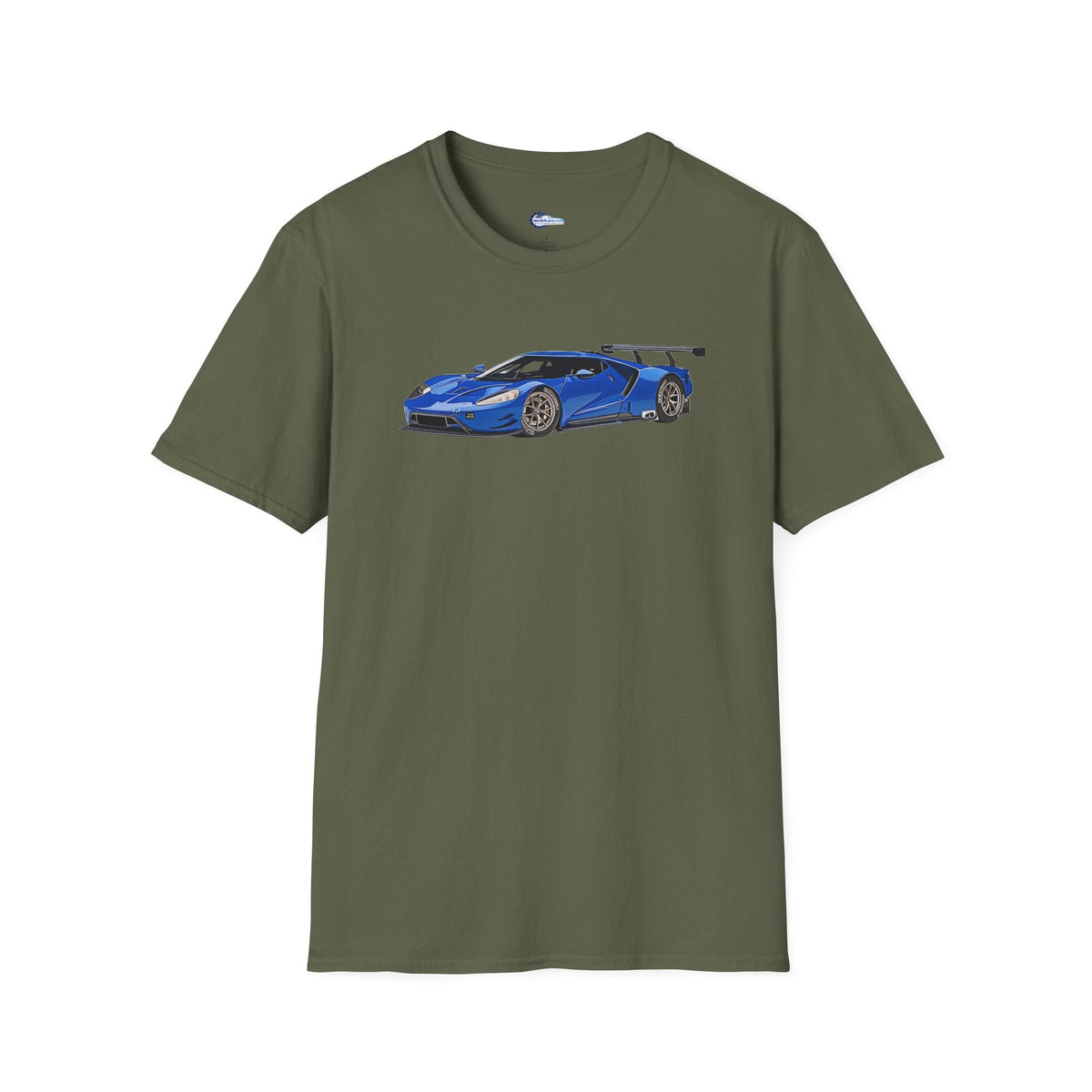 Modern Vector Art Style Blue Ford GT Le Mans Race Car T-Shirt-Modelcars.com-ModelCars.com