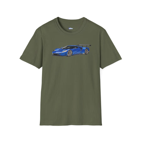 Modern Vector Art Style Blue Ford GT Le Mans Race Car T-Shirt-Modelcars.com-ModelCars.com