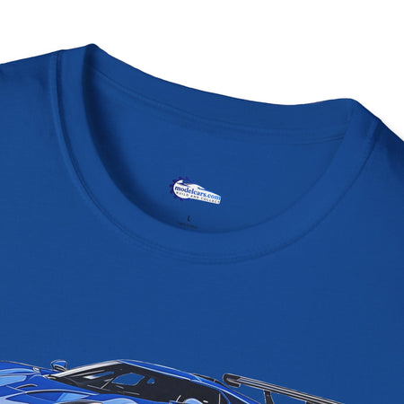 Modern Vector Art Style Blue Ford GT Le Mans Race Car T-Shirt-Modelcars.com-ModelCars.com