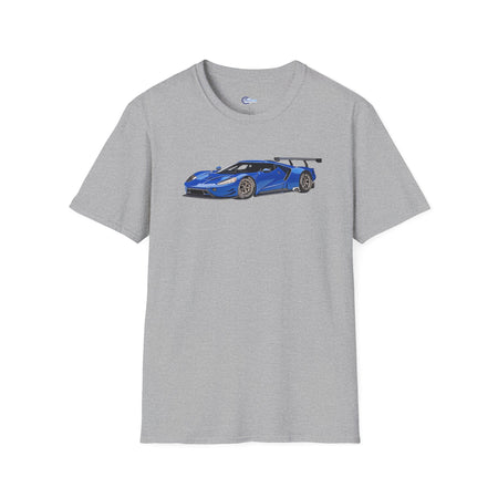 Modern Vector Art Style Blue Ford GT Le Mans Race Car T-Shirt-Modelcars.com-ModelCars.com