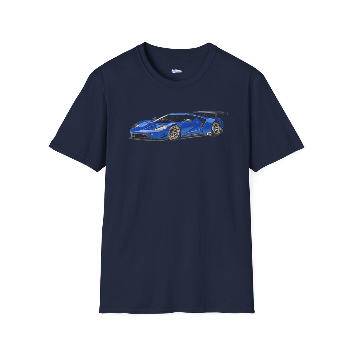 Modern Vector Art Style Blue Ford GT Le Mans Race Car T-Shirt-Modelcars.com-ModelCars.com