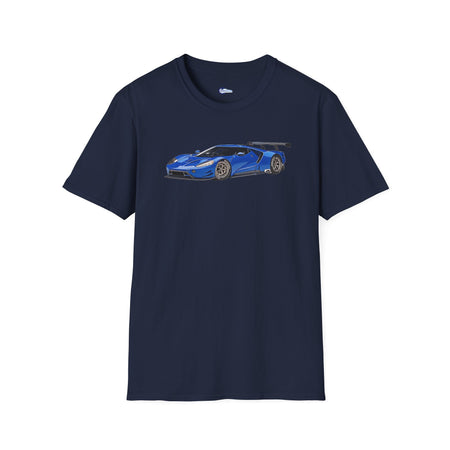 Modern Vector Art Style Blue Ford GT Le Mans Race Car T-Shirt-Modelcars.com-ModelCars.com
