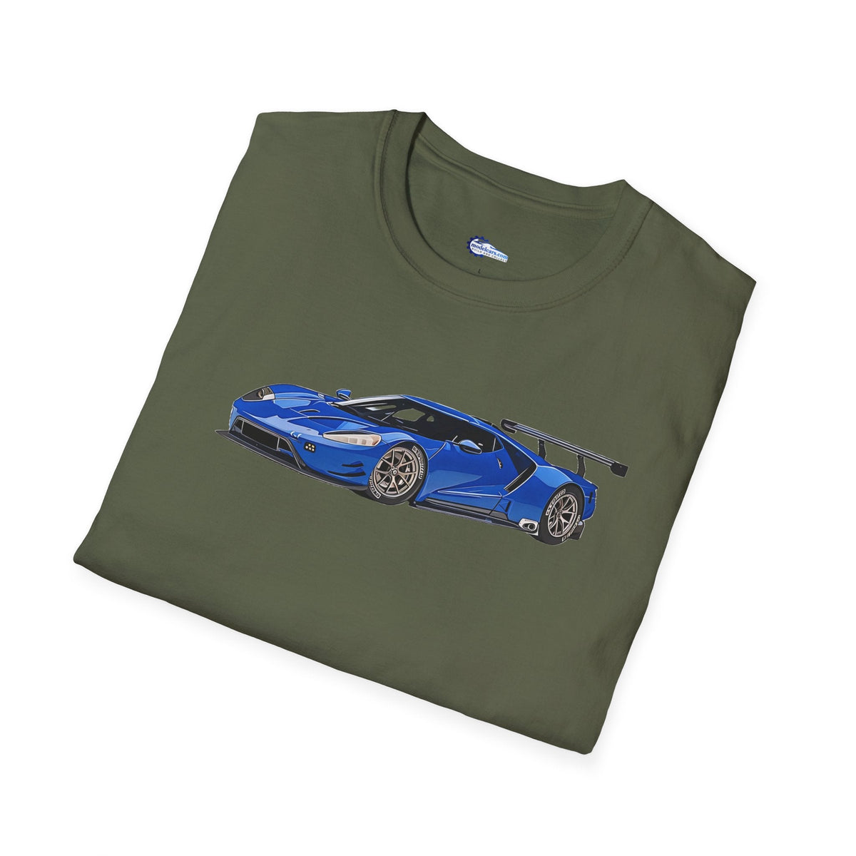Modern Vector Art Style Blue Ford GT Le Mans Race Car T-Shirt-Modelcars.com-ModelCars.com