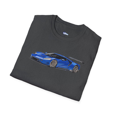 Modern Vector Art Style Blue Ford GT Le Mans Race Car T-Shirt-Modelcars.com-ModelCars.com