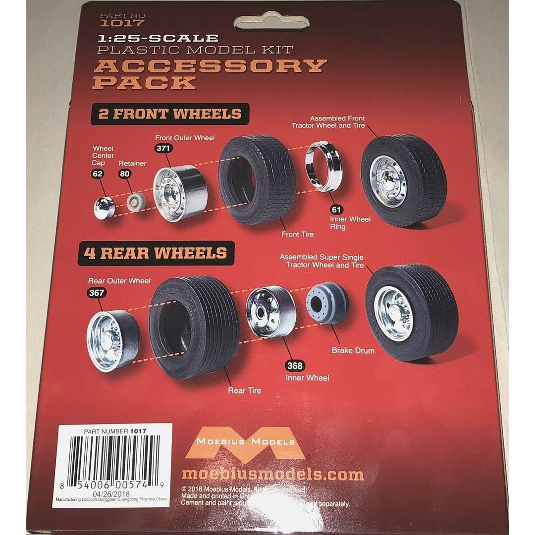 Moebius 1017 Super Single Tractor Wheel & Tire Set 1/25 scale - Moebius - ModelCars.com