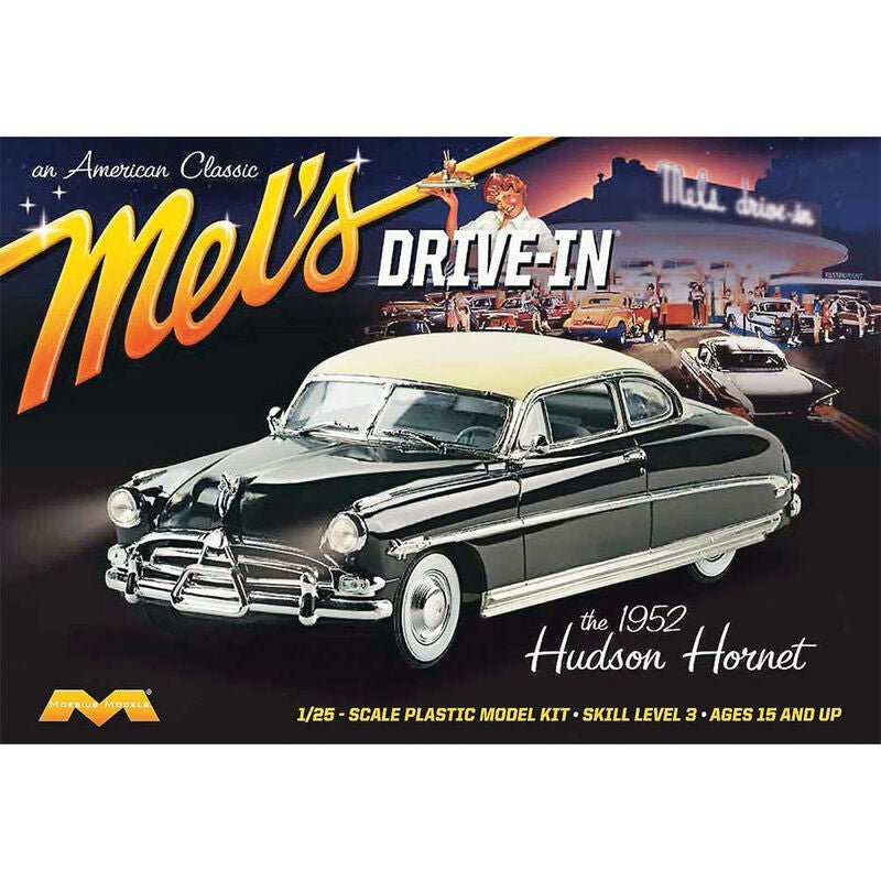 Moebius 1/25 Scale 1952 Hudson Hornet Car Mel's Drive-In-Moebius-ModelCars.com