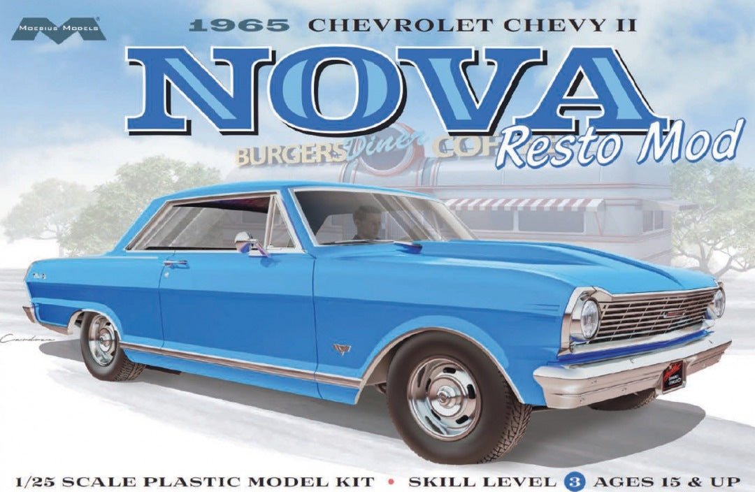 Moebius 1965 Chevy II Nova Resto Mod 1:25 Scale Model Kit - skill level 3-Moebius-ModelCars.com